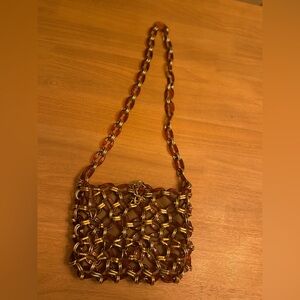 Vintage 1970s Crown Lewis faux Tortoise Shell Lucite Ring Shoulder Bag